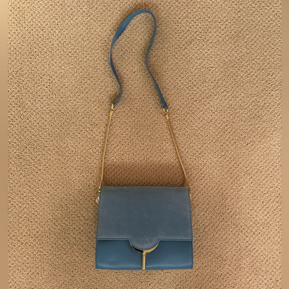 Vince Camuto Light Blue Suede and Leather Crossbody